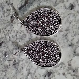 Silver-tone teardrop earrings